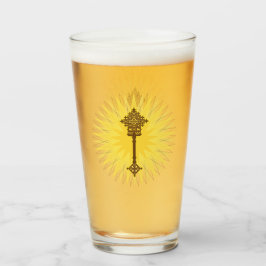 Bruin Traditioneel Ethiopisch Kruis Ontwerp Glas
