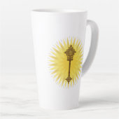 Bruin Traditioneel Ethiopisch Kruis Ontwerp Latte Mok (Rechterhoek)