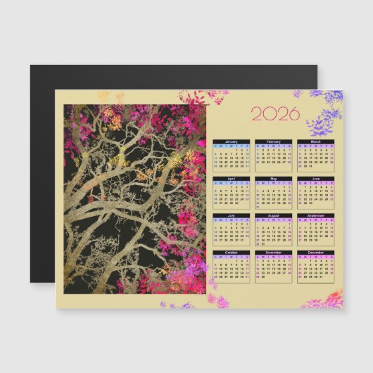 Bruin tree 2026 magnetic calendar (Voorkant / Achterkant)