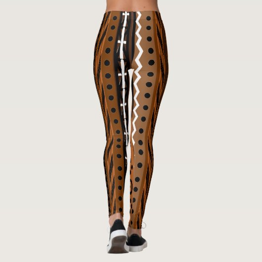 Bruin tribaal Boho-ontwerp Leggings (Achterkant)