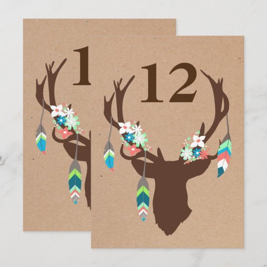 Bruin Tribal Deer Head Recetentingnummer (Voorkant / Achterkant)