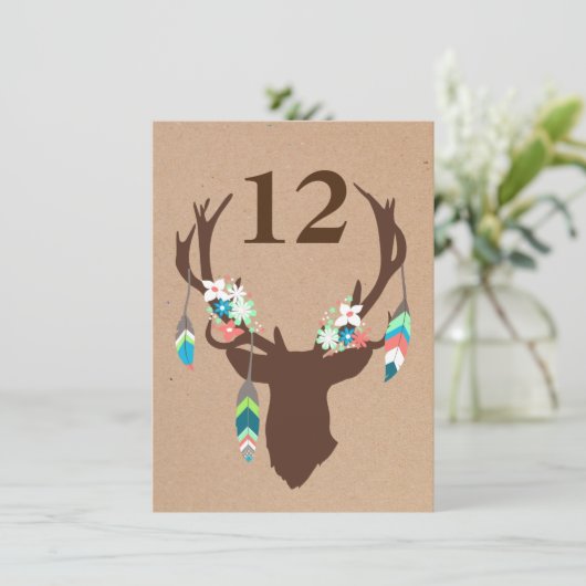 Bruin Tribal Deer Head Recetentingnummer (Staand voorkant)