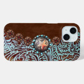 bruin turkooise western landschapsleer Case-Mate iPhone case (Achterkant (horizontaal))
