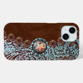 bruin turkooise western landschapsleer Case-Mate iPhone case (Achterkant (horizontaal))
