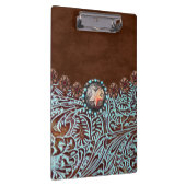 bruin turkooise western landschapsleer klembord (Rechts)