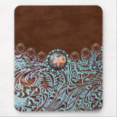 bruin turkooise western landschapsleer muismat (Voorkant)