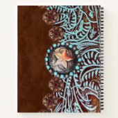 bruin turkooise western landschapsleer notitieboek (Achterkant)