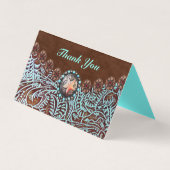 bruin turkooise western landschapsleer visitekaartje (Voorkant)