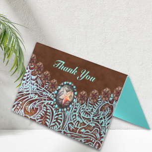 bruin turkooise western landschapsleer visitekaartje