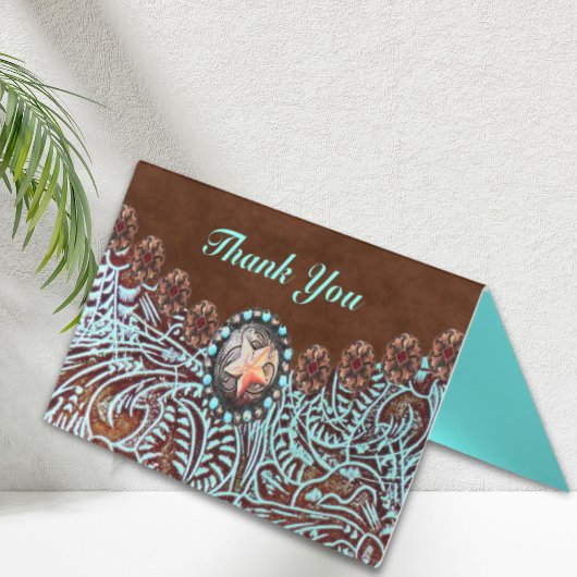 bruin turkooise western landschapsleer visitekaartje