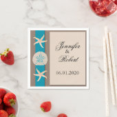 Bruin Turquoise Band bruiloft servet (Insitu)