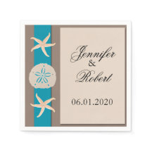 Bruin Turquoise Band bruiloft servet