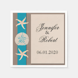 Bruin Turquoise Band bruiloft servet