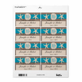 Bruin turquoise band bruiloft water fles label (Full Sheet)