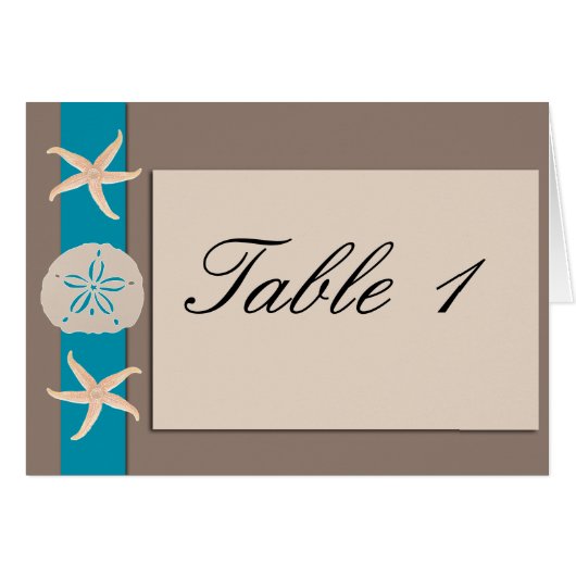 Bruin Turquoise Band Starfish Table Number (Voorkant Horizontaal)