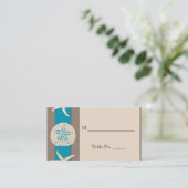 Bruin Turquoise Band Starfish Wedding Place Cards Plaatskaartje (Staand voorkant)