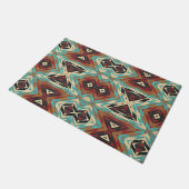 Bruin Turquoise Blauw Groen Oranje Tribal Kunst Deurmat (Schuin)