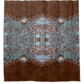 bruin turquoise cowboy western landenpatroon douchegordijn (Voorkant)