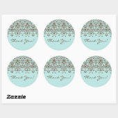 Bruin & Turquoise Damask Dank u Sticker (Vel)