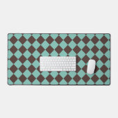 Bruin Turquoise Geruite Diamant Patroon Bureaumat (Keyboard & Muis)