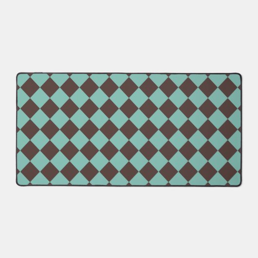 Bruin Turquoise Geruite Diamant Patroon Bureaumat (Voorkant)