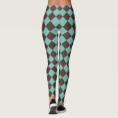 Bruin Turquoise Geruite Diamant Patroon Leggings (Achterkant)