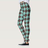 Bruin Turquoise Geruite Diamant Patroon Leggings (Links)