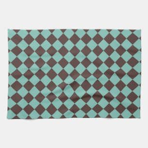 Bruin Turquoise Geruite Diamant Patroon Theedoek