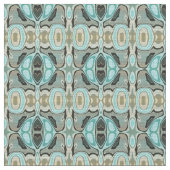 Bruin Turquoise Green Bali Batik Style Pattern Stof (Close Up)