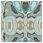 Bruin Turquoise Green Bali Batik Style Pattern Stof (Close Up)