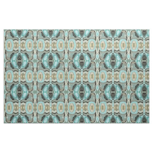 Bruin Turquoise Green Bali Batik Style Pattern Stof