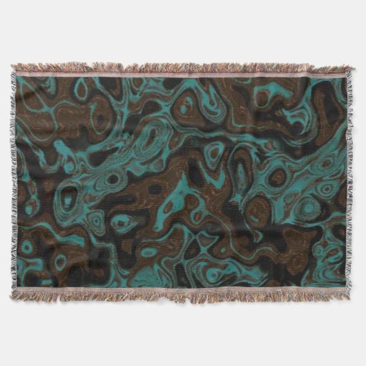 Bruin & Turquoise Marmeren Ontwerp - Gooi Deken (Voorkant)