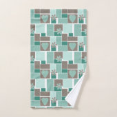 Bruin turquoise patchwork van vierkante lapjes  bad handdoek (Handdoek)