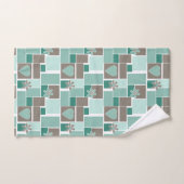 Bruin turquoise patchwork van vierkante lapjes  bad handdoek (Handdoek)