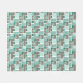 Bruin turquoise patchwork van vierkante lapjes fleece deken (Voorkant (Horizontaal))