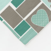 Bruin turquoise patchwork van vierkante lapjes fleece deken (Hoek)