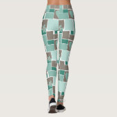 Bruin turquoise patchwork van vierkante lapjes leggings (Achterkant)