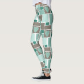 Bruin turquoise patchwork van vierkante lapjes leggings (Links)