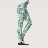 Bruin turquoise patchwork van vierkante lapjes leggings (Rechts)