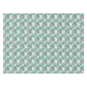 Bruin turquoise patchwork van vierkante lapjes tafelkleed (Voorkant (Horizontaal))