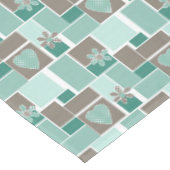 Bruin turquoise patchwork van vierkante lapjes tafelkleed (Gekanteld)