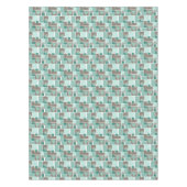Bruin turquoise patchwork van vierkante lapjes tafelkleed (Voorkant)