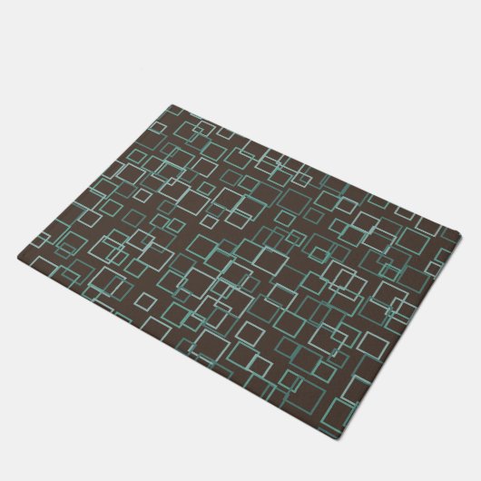 Bruin Turquoise Patroon Deurmat Rug (Schuin)