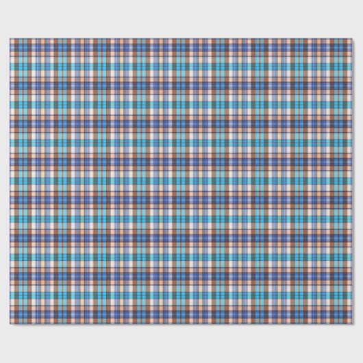 Bruin & Turquoise Plaid Cadeaupapier (Vlak)