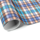 Bruin & Turquoise Plaid Cadeaupapier (Rol Hoek)