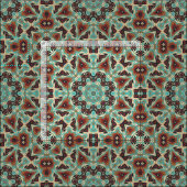 Bruin Turquoise Red Oranje Aztec Mosaic Pattern Stof (Delen)
