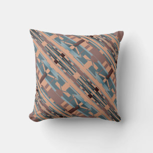 Bruin Turquoise Terracotta Diagonaal Grote Mozaïek Kussen