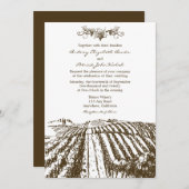 Bruin Tuscan Winery Vineyard Wedding Invitations Kaart (Voorkant / Achterkant)