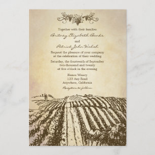 Bruin Tuscan Winery Vineyard Wedding Invitations Kaart