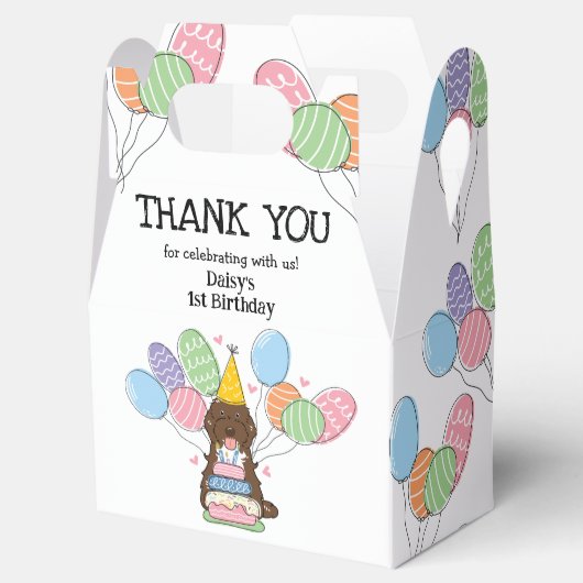 Bruin Tuxedo Cockapoo Cavapoo Verjaardag Dank u Bedankdoosjes (Geopend)